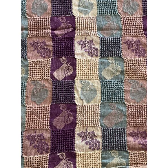 Fall Harvest Apple Pears Grapes Burgundy Green Gold Fabric Tablecloth 50x70 - Picture 3 of 4